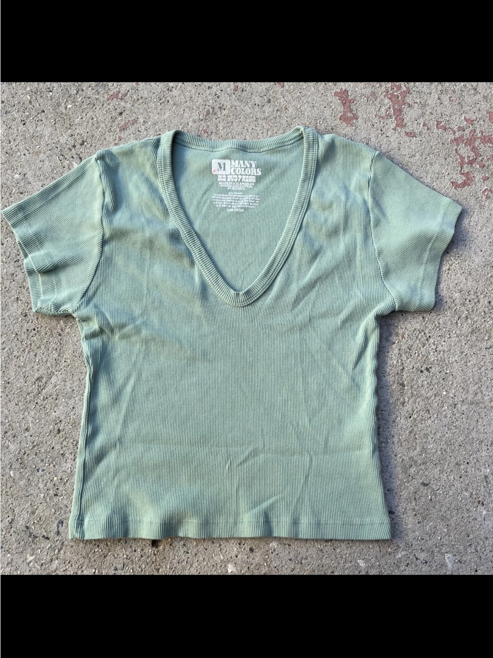 Big Bud Press Many Colors Short Sleeve Cropped T-Shirt Green Sz M Ribbed